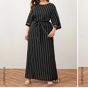 ✨LAST CHANCE✨ Black and white striped dress with tassels